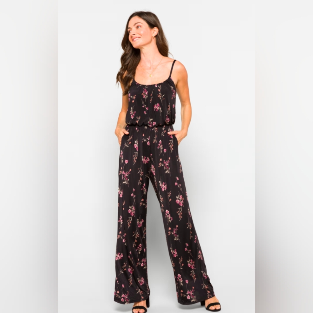 Kaileigh Black Floral Jumpsuit